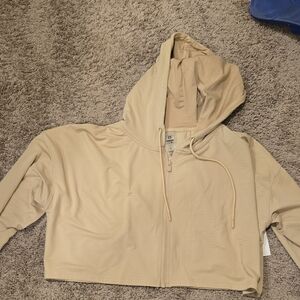 Beige Hooded Zip-Up Jacket NWT large